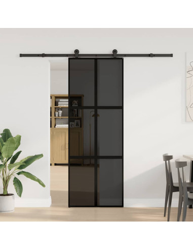 Porta Scorrevole Ferramenta 76x205 cm Vetro Temperato Alluminio