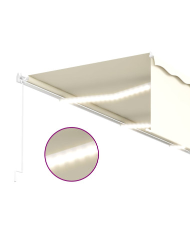 Tenda da Sole Retrattile Manuale con LED 6x3 m Crema