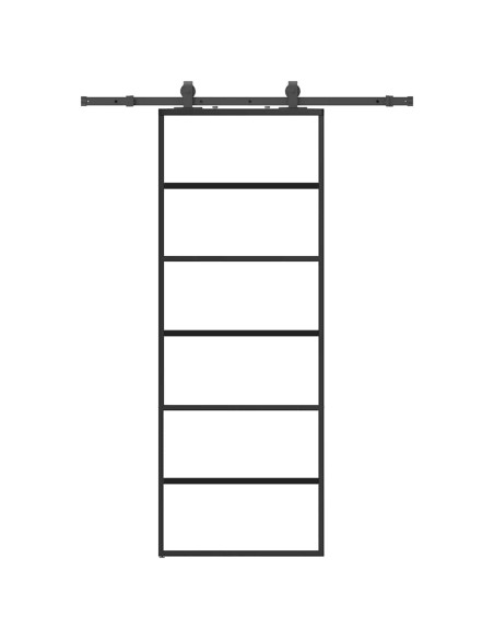 Porta Scorrevole con Ferramenta Nera 76x205 cm in Vetro ESG