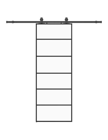Porta Scorrevole con Ferramenta Nera 76x205 cm in Vetro ESG