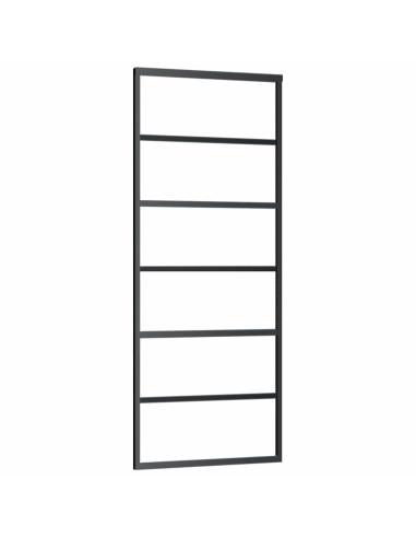 Porta Scorrevole con Ferramenta Nera 76x205 cm in Vetro ESG