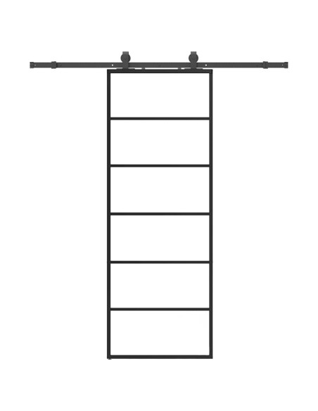 Porta Scorrevole con Ferramenta Nera 76x205 cm in Vetro ESG