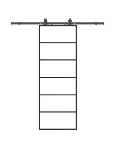 Porta Scorrevole con Ferramenta Nera 76x205 cm in Vetro ESG