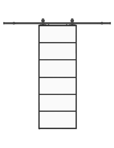Porta Scorrevole con Ferramenta Nera 76x205 cm in Vetro ESG