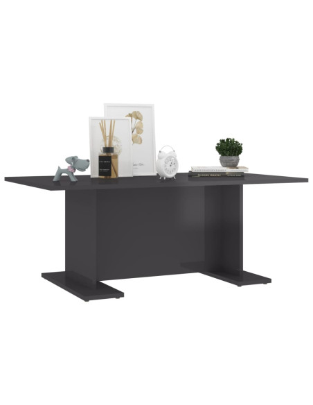 Tavolino Salotto Grigio Lucido 103,5x60x40cm Legno Multistrato