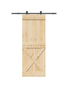 Porta Scorrevole con Set Hardware 85x210 cm Legno Massello Pino 2