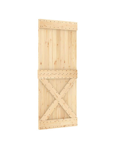 Porta Scorrevole con Set Hardware 85x210 cm Legno Massello Pino