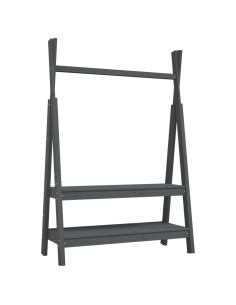 Appendiabiti Grigio 100x45,5x150 cm Legno Massello di Pino 2