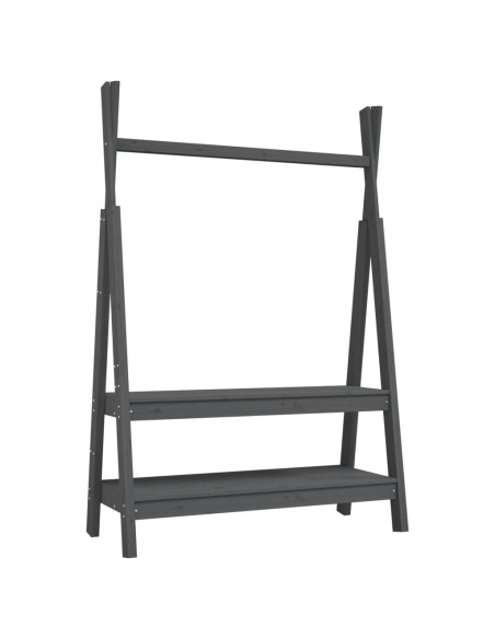 Appendiabiti Grigio 100x45,5x150 cm Legno Massello di Pino