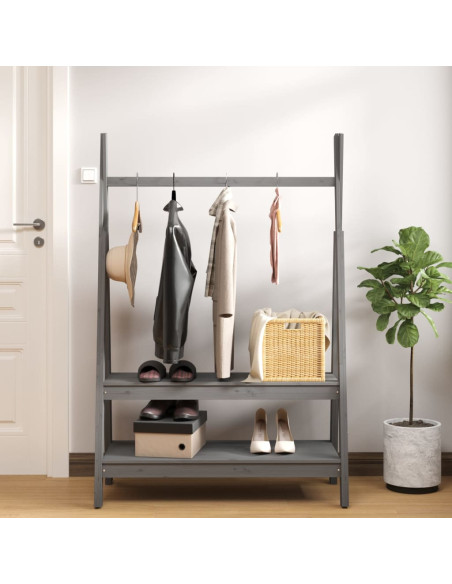 Appendiabiti Grigio 100x45,5x150 cm Legno Massello di Pino