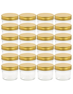 Vaso per Marmellata in Vetro Coperchio Oro 24 pz 110 ml 2