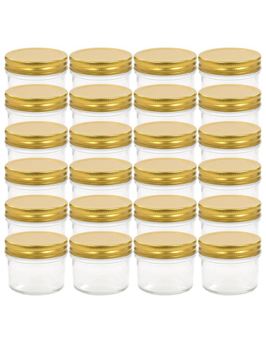 Vaso per Marmellata in Vetro Coperchio Oro 24 pz 110 ml