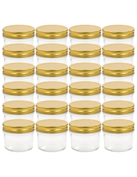 Vaso per Marmellata in Vetro Coperchio Oro 24 pz 110 ml