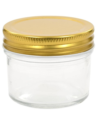 Vaso per Marmellata in Vetro Coperchio Oro 24 pz 110 ml