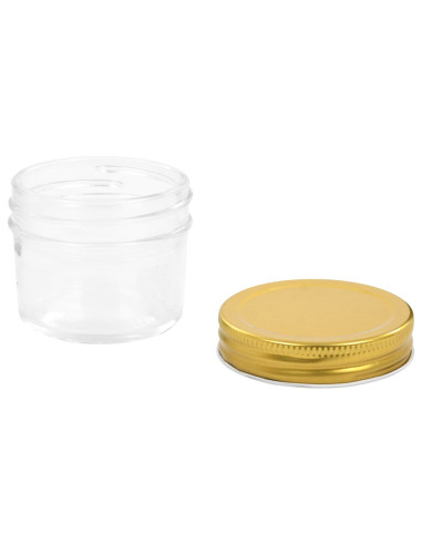 Vaso per Marmellata in Vetro Coperchio Oro 24 pz 110 ml