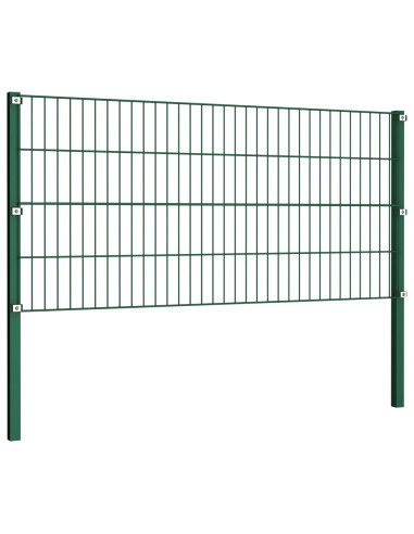Pannello di Recinzione con Pali in Ferro 13,6x0,8 m Verde