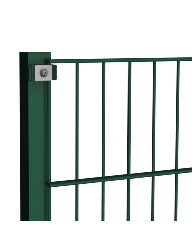Pannello di Recinzione con Pali in Ferro 3,4x1,2 m Verde