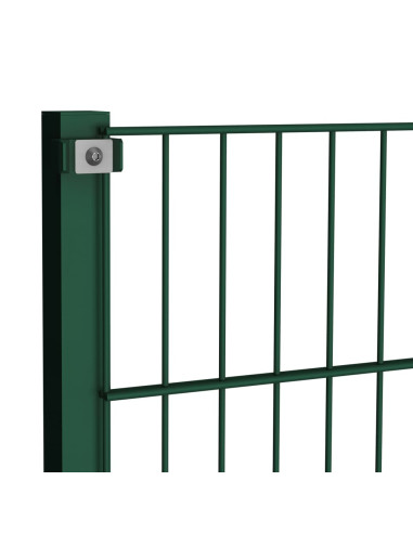 Pannello di Recinzione con Pali in Ferro 5,1x1,2 m Verde