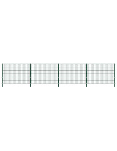 Pannello di Recinzione con Pali in Ferro 6,8x1,2 m Verde 2