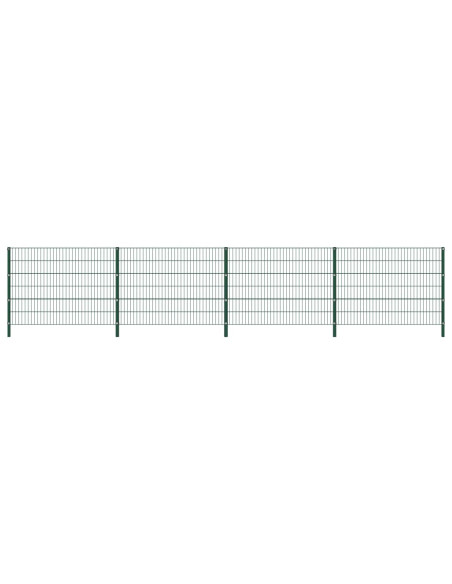 Pannello di Recinzione con Pali in Ferro 6,8x1,2 m Verde
