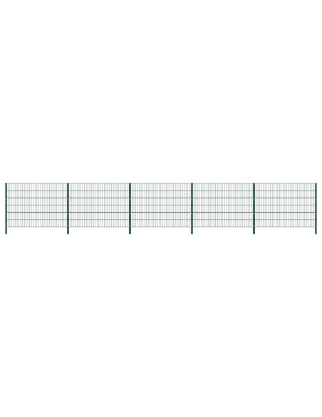 Pannello di Recinzione con Pali in Ferro 8,5x1,2 m Verde
