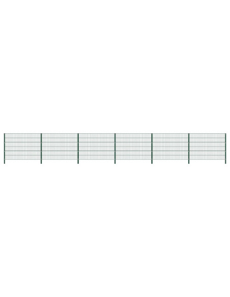 Pannello di Recinzione con Pali in Ferro 10,2x1,2 m Verde