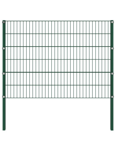 Pannello di Recinzione con Pali in Ferro 10,2x1,2 m Verde