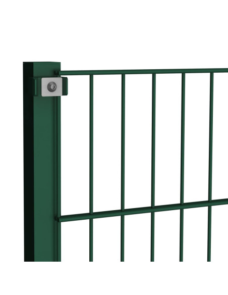Pannello di Recinzione con Pali in Ferro 10,2x1,2 m Verde