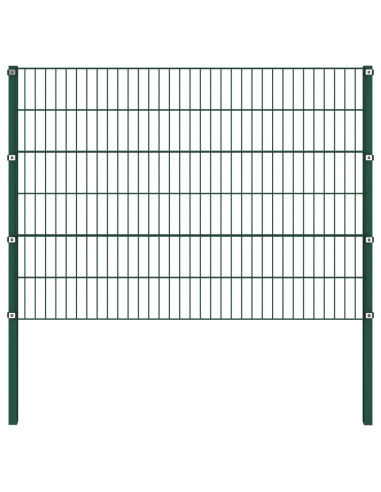 Pannello di Recinzione con Pali in Ferro 13,6x1,2 m Verde