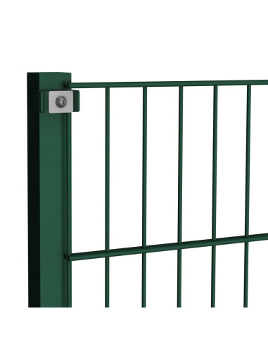 Pannello di Recinzione con Pali in Ferro 13,6x1,2 m Verde