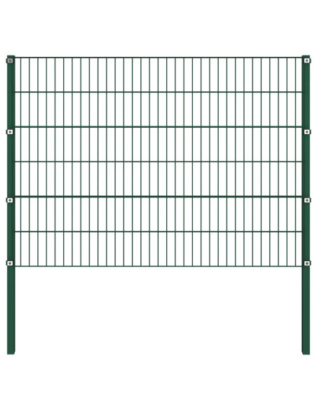 Pannello di Recinzione con Pali in Ferro 15,3x1,2 m Verde