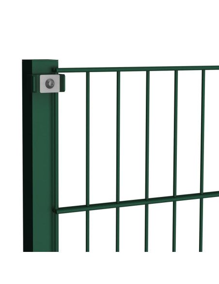 Pannello di Recinzione con Pali in Ferro 15,3x1,2 m Verde