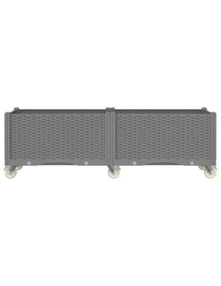Fioriera Giardino con Ruote Grigio Chiaro 160x50x54 cm PP
