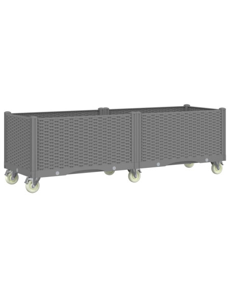 Fioriera Giardino con Ruote Grigio Chiaro 160x50x54 cm PP
