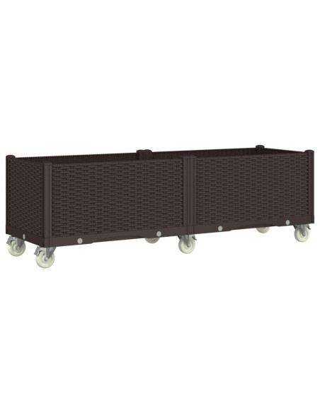 Fioriera da Giardino con Ruote Marrone 160x50x54 cm in PP