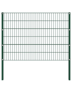 Pannello di Recinzione con Pali in Ferro 1,7x1,2 m Verde 2