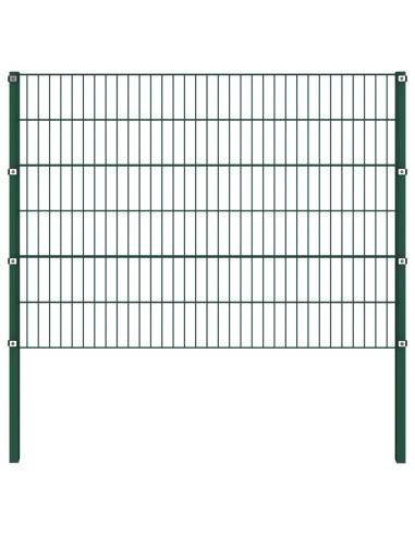 Pannello di Recinzione con Pali in Ferro 1,7x1,2 m Verde