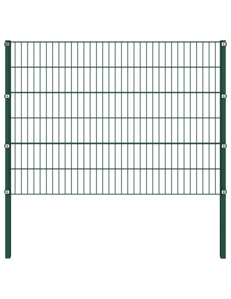 Pannello di Recinzione con Pali in Ferro 1,7x1,2 m Verde