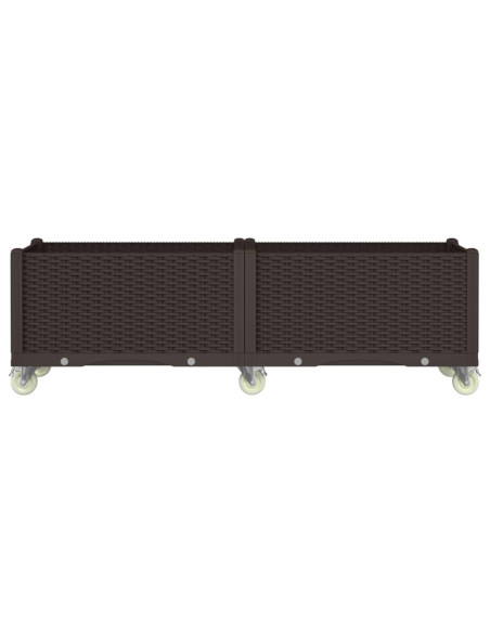 Fioriera da Giardino con Ruote Marrone 160x50x54 cm in PP