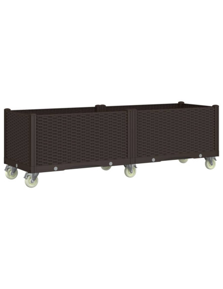 Fioriera da Giardino con Ruote Marrone 160x50x54 cm in PP
