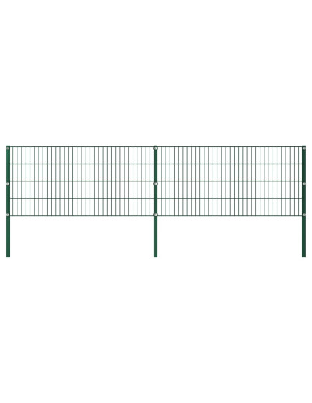 Pannello di Recinzione con Pali in Ferro 3,4x0,8 m Verde