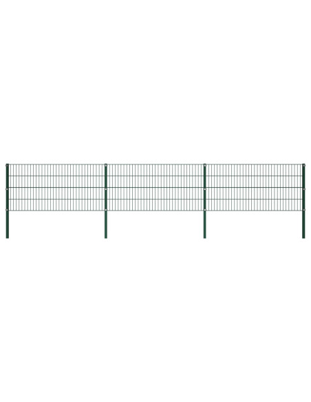 Pannello di Recinzione con Pali in Ferro 5,1x0,8 m Verde