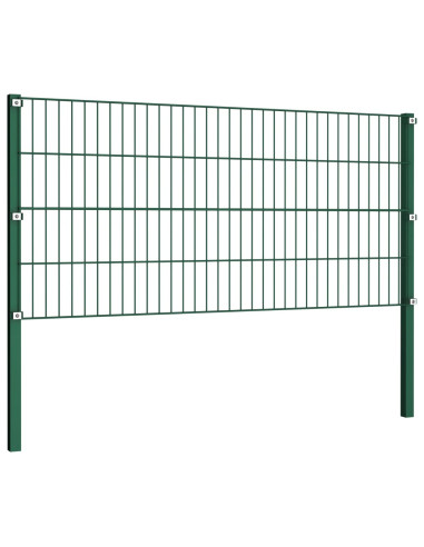 Pannello di Recinzione con Pali in Ferro 5,1x0,8 m Verde