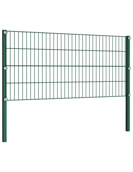 Pannello di Recinzione con Pali in Ferro 5,1x0,8 m Verde