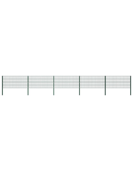 Pannello di Recinzione con Pali in Ferro 8,5x0,8m Verde