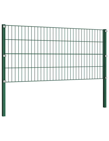 Pannello di Recinzione con Pali in Ferro 17x0,8 m Verde
