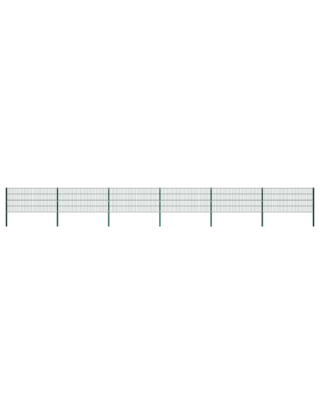 Pannello di Recinzione con Pali in Ferro 10,2x0,8 m m Verde