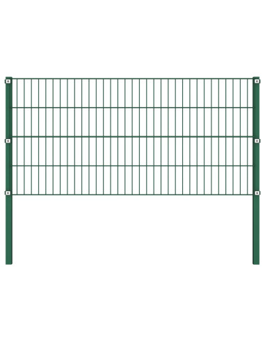 Pannello di Recinzione con Pali in Ferro 10,2x0,8 m m Verde