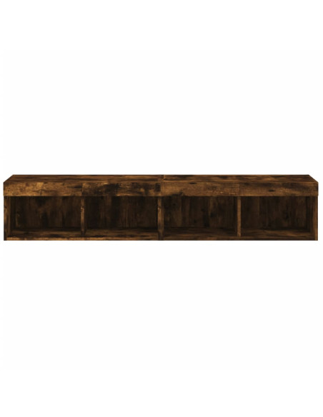 Mobili Porta TV con Luci LED 2 pz Rovere Fumo 80x30x30 cm