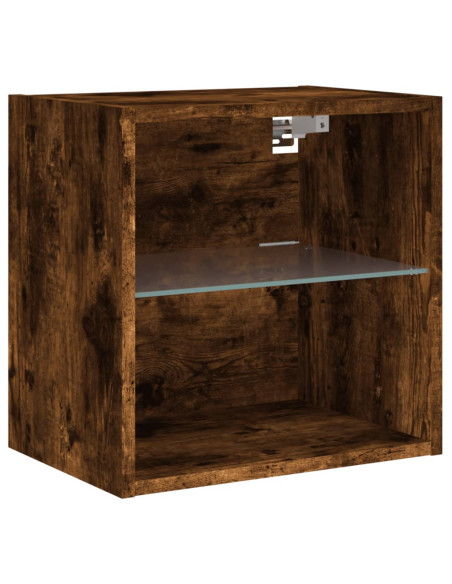 Mobili TV a Muro con LED 8pz Rovere Fumo in Legno Multistrato